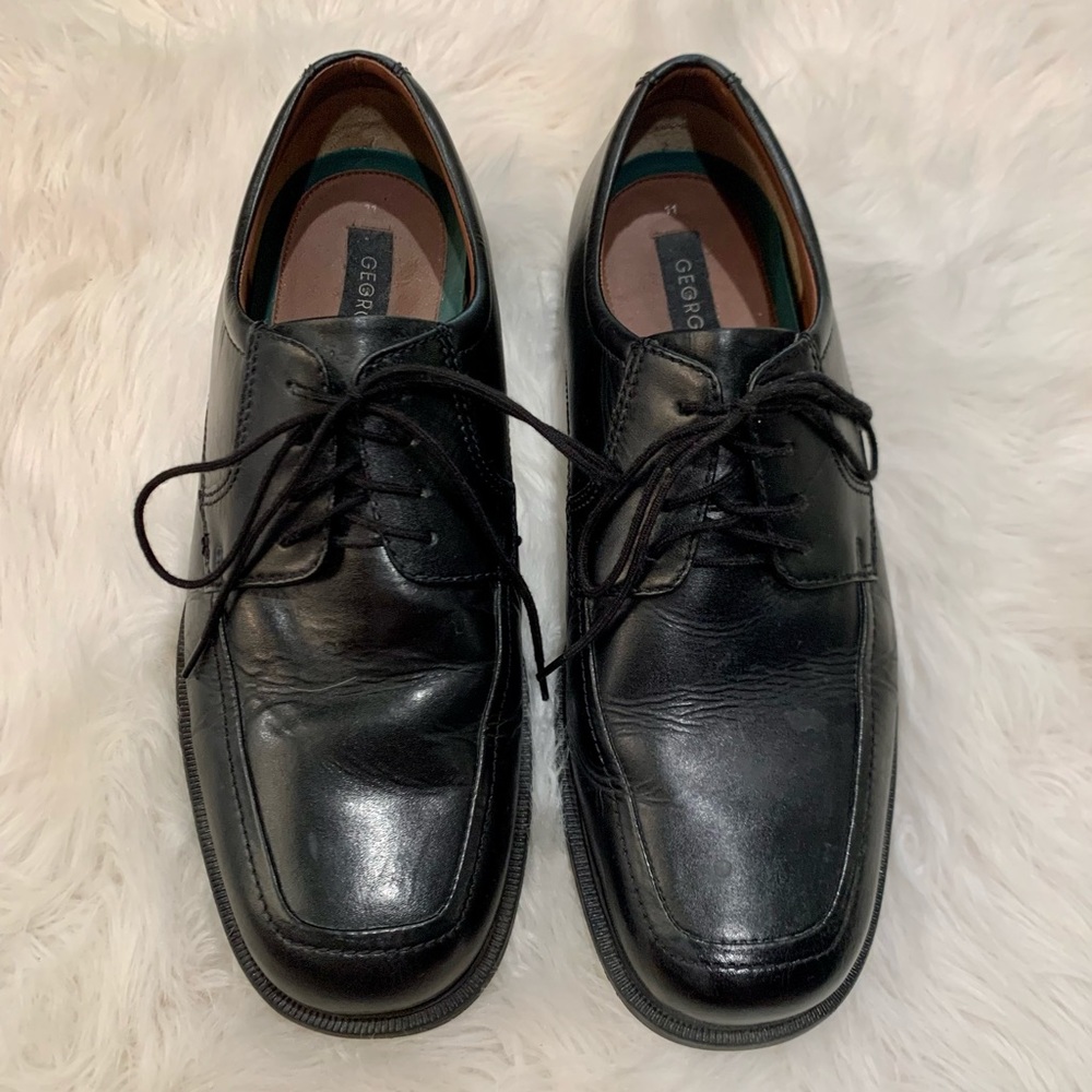 George Chad Men's Dress Shoes Black Leather Oxford Lace Up